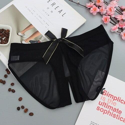 Women Sexy Opening Crotch Panties Lace Open Polyster Crotchless Thongs for Sexy Female Underpants Bowknot Briefs Tangas
