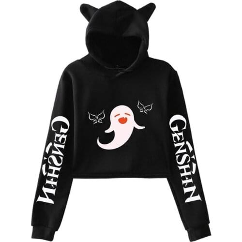 Genshin Impact Hu Tao Cape Sweatshirts Crop Hoodie Women Cat Pullover Girl Kawaii Harajuku Tracksuit Tops Autumn Winter Casual