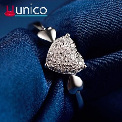 UUNICO Fashion Simple Woman Jewelry Heart Shaped 3A zricon charm rings Jewelry Send a womans gift engagement ring