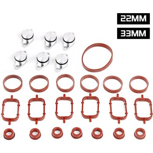 22/33mm Swirl Flap Blanks Plate & Intake Inlet Manifold Gasket Seal For BMW M57 E39 E60 E46 E38 E53 E83 E70 E71 E92 X3 X5 X6