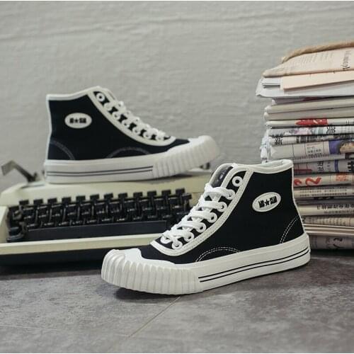 High-top Platform Canvas Women Shoes Retro Lace-up Ladies Casual Sneakers Outdoor Breathable Leisure Footwear Real W31-09