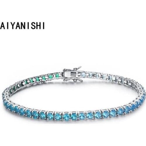 AIYANISHI 925 Sterling Silver 18cm tennis bangle bracelet for women wedding fashion luxury bracelets christmas gift jewelry