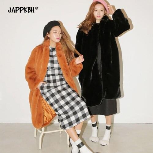 Faux Rex Rabbit Fur Coat Women 2021 Winter Long Jackets Female Casual Thick Warm Loose Coat Vintage Cotton Lining Clothes Black