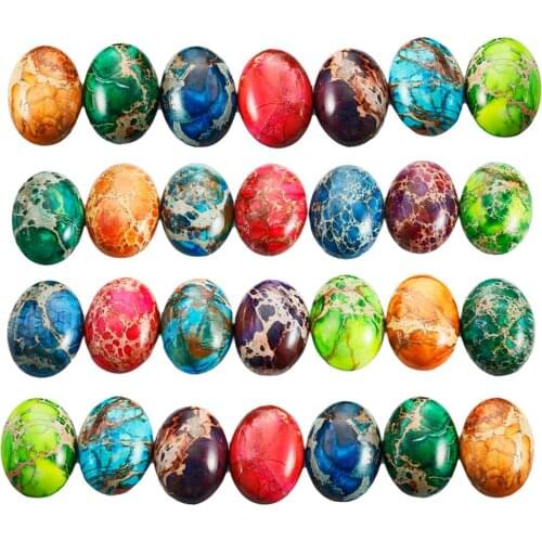 TUMBEELLUWA 1Lot (10Pc) 18x25mm Sea Sediment Jasper Oval Flatback Cabochons CAB Ring Face DIY Jewelry Accessories