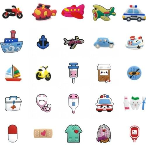 1pcs Medical supplies vehicle PVC Shoe Charms Flowers Shoe Accessories Decoration for clogs shoes promotional gift