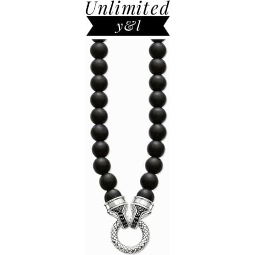 10MM Black Obsidian Beads Necklaces Pendant Carrier Necklaces Accessories for Men Punk Style Silver Fashion Jewelry Gift