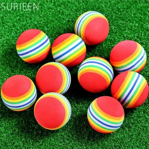 10PCS EVA Golf Rainbow Soft Balls 38mm Lighting Flexible Toy Cute Small Pet Golf Accessories Sponge Golf Practice Training Balls