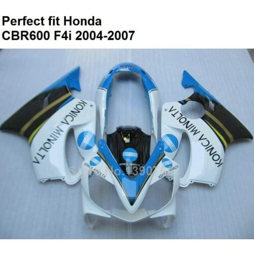 100% fit injection fairings for Honda CBR600 F4i 04 05 06 07 white black blue fairing kit CBR600F4i 2004 2005 2006 2007 HZ137