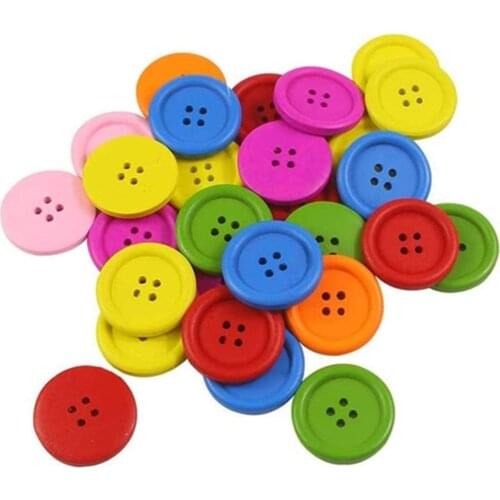 100 Cute 25mm 4 Holes Wooden Vivid Colourful Bird Buttons for Crafting & Sewing 7NK148