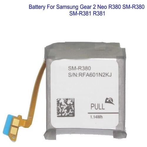 1x 380mAh R380 R381 Replacement Battery For Samsung Gear 2 Neo R380 SM-R380 SM-R381 R381 Batteries