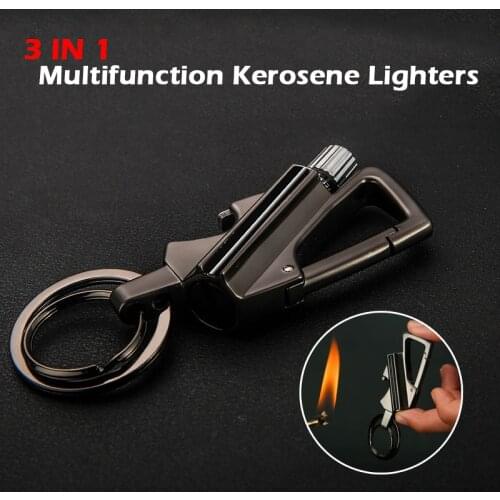 3 In 1 Toy Sports Multifunction Metal Flame Kerosene Lighters Retro Torch Lighter Novelty Gadget Gift Key Smoker Gift
