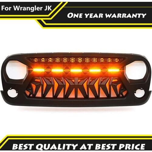 Off-Road 4x4 Parts Bumper Front Grills Matt Black Grilles With LED Front Grill Fit For Jeep Wrangler JK/JKU 2007-2017