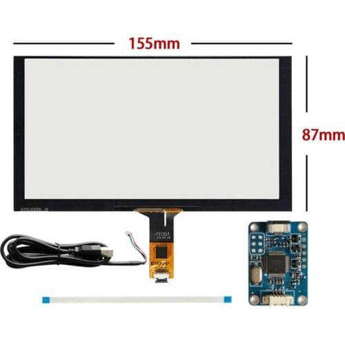 6.2 155mm*88mm Capacitive Touch Digitizer For Raspberry Pi tablet PC GPS navigation Touch screen panel Glass+USB Driver board