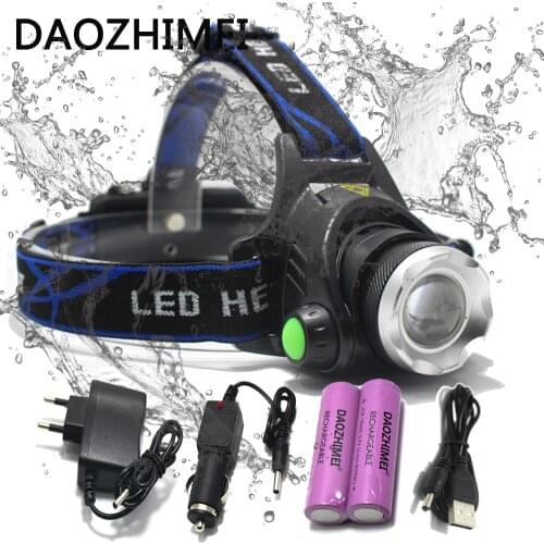 6000 lum Rechargeable Headlamp T6/L2 Zoom Headlight Waterproof Head Lamp Torch Flashlight Head lamp use 2*18650 battery