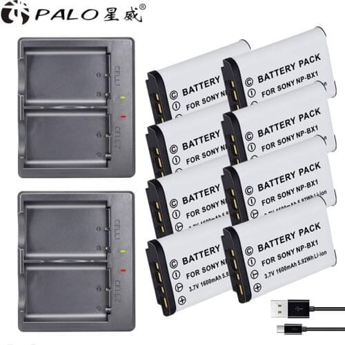 8pcs BX1 Bateria NP-BX1 Battery+ 2pcs 2-Slots LED Charger for Sony DSC RX1 RX100 AS100V HX300 HX400 HX50 HX60 GWP88E AS15 WX350