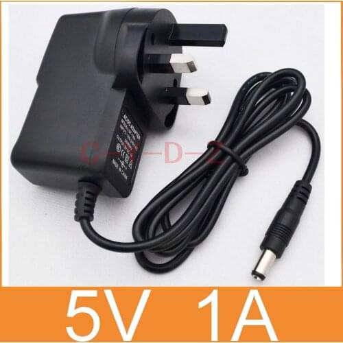 1PCS 5V1A AC 100V-240V Converter Adapter DC 5V 1A 1000mA Power Supply UK 3 Plug DC 5.5mm x 2.1mm