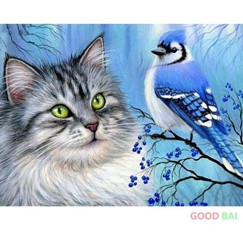 Diamond Painting Cat Bird 5D DIY Mosaic Home Decoration Cross Stitch Kits Diamond Embroidery Full Square Round Drill