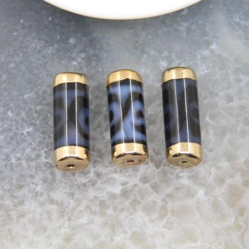 11x30mm Cylinder Tibetan Dzi Beads Connector Eye Agate Pendant Antique Bracelet Necklace Amulet DIY Jewelry Accessories 1Pcs