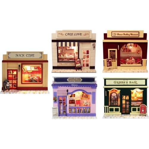 Wood Dollhouse Miniature with Furniture Doll House Girl Festive Gift Present