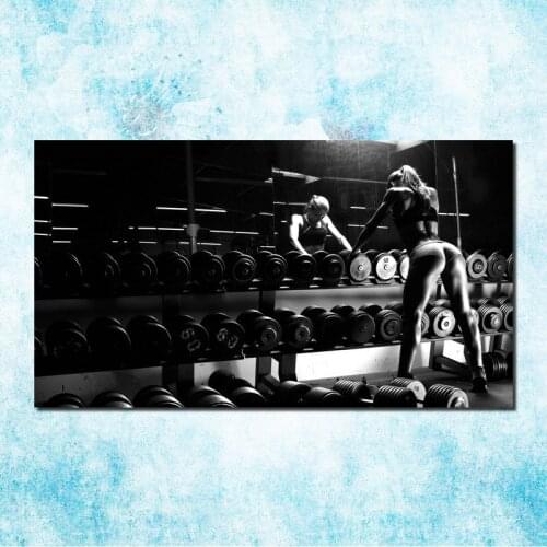 Girl And Man Bodybuilding Motivational Art Silk Canvas Poster Print 13x20 24x36 Inch Wall Picture For Living Room Decor-15