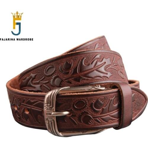 FAJARINA Top Quality Cowhide Leather Belts Retro Styles Casual Design Pin Buckle Belt Men 3.8cm Wide Jeans Accessories N17FJ918