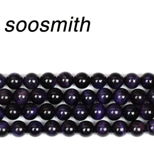 Purple Natural Tiger Eye Stone Bead Loose Spacer Beads For Jewelry Making Charm Bracelet Necklace Handmade Fashion Jewelry Gift