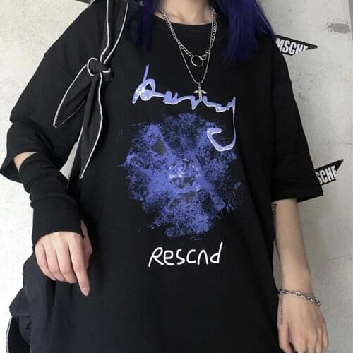 Harajuku Anime Bear Cartoon Print Women T-Shirt Streetwear Plus Size Dropshipping Vintage Black Cotton Top Punk Goth Y2K Clothes