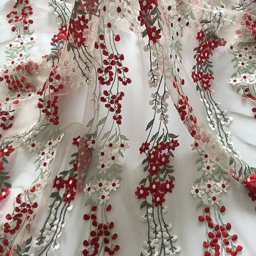GLace 1Y/lot Color striped flower mesh embroidery cloth lace wedding dress cheongsam fabric handmade DIY TX1530