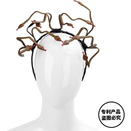 Halloween Carnival Burning Man Cosplay Costume Hair Clasp Accessory Animal Stirnband PVC Scary Medusa Snake Headband