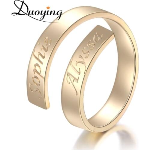 DUOYING Custom Name Ring Personalized Letter Ring Gold Dainty Initial Wrap Gepersonaliseerde Ring Gift for Drop shipping