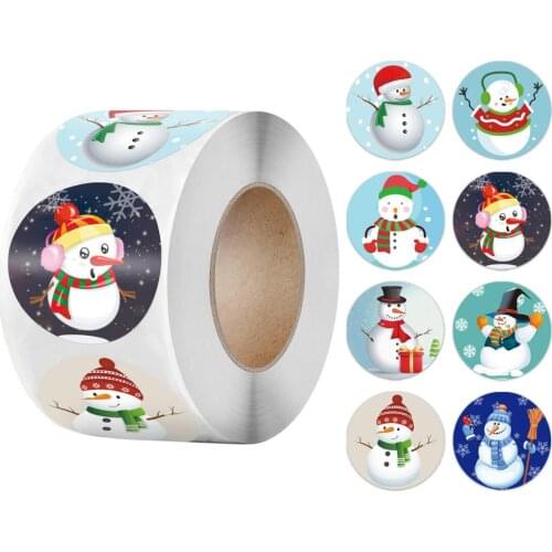 50-500pcs Round Merry Christmas Decoration Stickers 8 Design Seal Labels For Envelope Card Gift Wrapping Scrapbook
