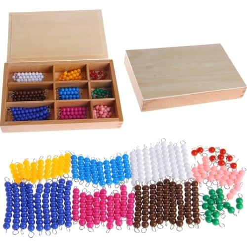Montessori Mathematics Material 1-9 Beads Bar in Wooden Box Early Preschool Toy #HC6U# Drop shipping