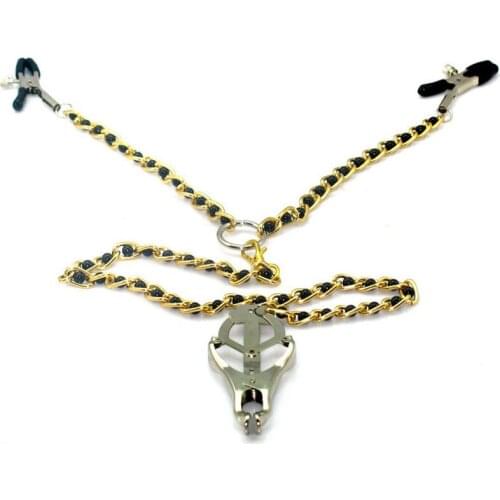 Metal Nipple Clamps Chain Labia Clit Clamp Mimi Stimulator Breast Clips Adult Games BDSM Bondage Slave Fetish Sex Tools Toys