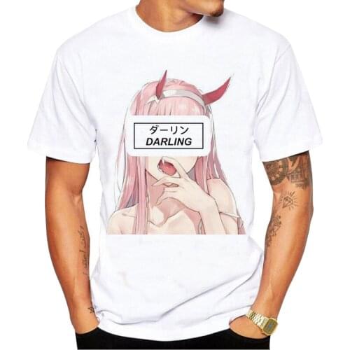 Fashion Hot Short-sleeve T-shirt Darling in the Franxx Anime Harajuku Zero TWO Printed T Shirt men Tops