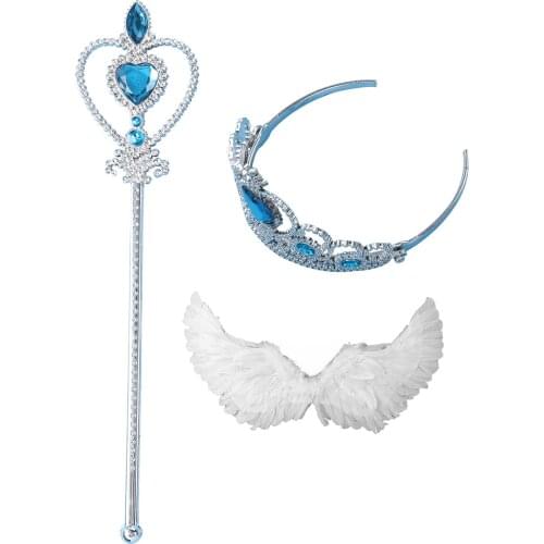 3Pcs Set Childrens White Feather Angel Wings for Dance Party Cosplay Costume Stage Show Masquerade Carnival Holiday Fancy Dress