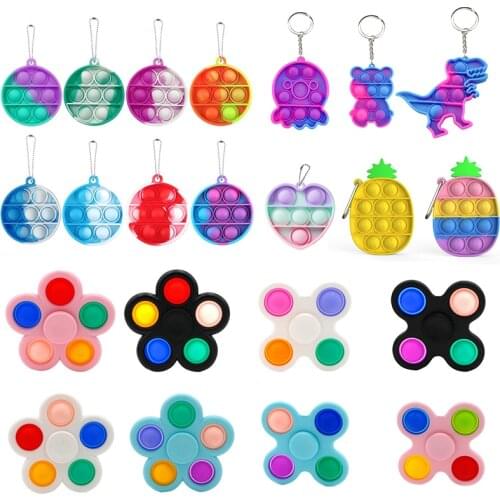 New Simple Dimple Fidget Spinner Toy Small Stress Relief Keyring Pendant Push Bubbles Hand Spinner Adult Kids Toys Gifts