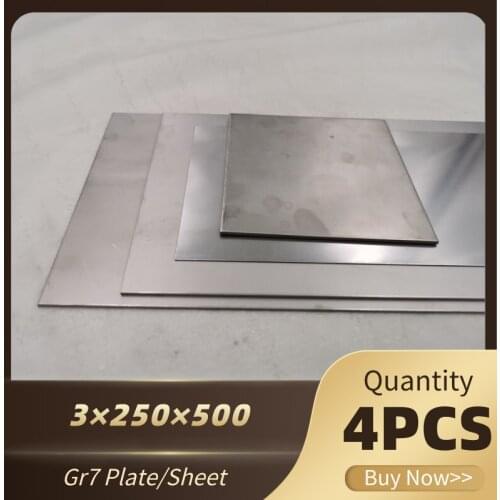 4pcs Gr7 TA9 Ti-0.2Pd Titanium Alloy Plate Ti Sheet 3*250*500mm For DIY OEM Metalworking Supplies