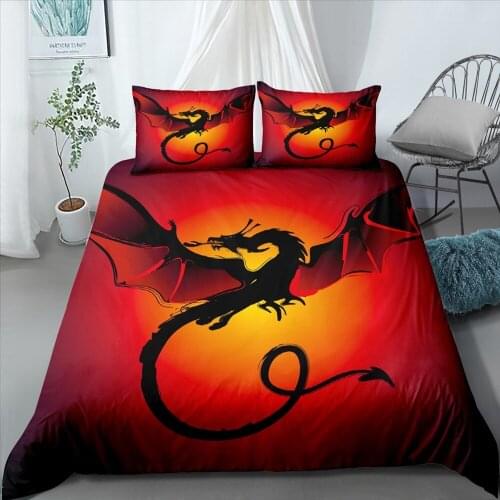 Custom Dragon Duvet Cover Animals 3D Print Bedlinen Twin Full Queen King Size Quilt Cover 3 Piece Gift Bedding Set Pillowcase