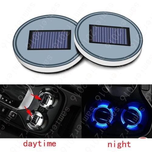 Solar Energy Cup Holder Bottom Pad LED Light Cover Trim For LEXUS All models