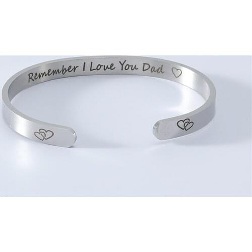 " Remember I Love You Dad" Family Bracelet Women Bangles Engraving Fashion Cuff Bracelets For Women Family Gifts Dropshipping