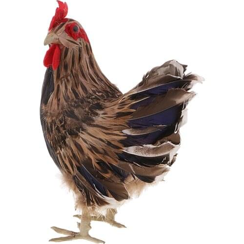 Realistic Handcrafted Hen Toy Model 18x12x24cm, PVC + Ture Feather Material