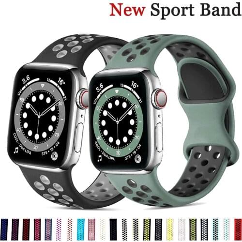 Silicone Strap For Apple Watch band 44mm 40mm 38mm 42mm 44 mm soft Breathable watchband correa bracelet iWatch 3 4 5 6 se band