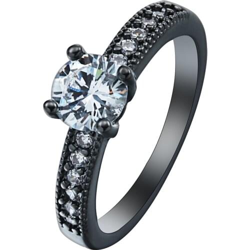 Luxury black gun promise Rings Distribution new women jewelry gift princess white cz zircon charms Engagement Ring