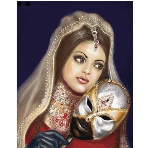 Christmas gift Diamond Painting Indian mask beauty Picture Of Rhinestones Full Square Drill 5D DIY Diamond Embroidery icons L762