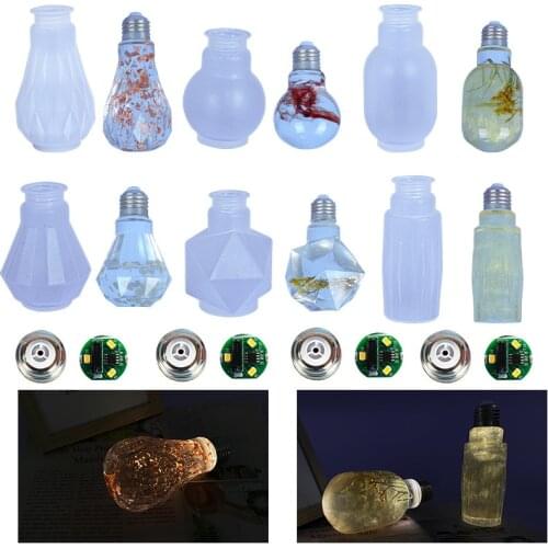 6 Style Handmade Light Bulb Silicone Mold DIY Resin Crystal Bulb Lighting Epoxy Mold Jewelry Making Kit Ornaments Accessories