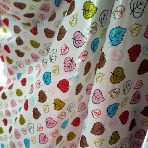 Tissue Craft Soft Satin Fabric DIY Ribbon Lining Material Craft Leaf Print Glossy Polyester Charmeuse Fabric