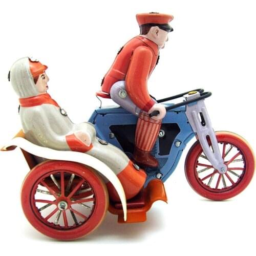 Vintage Clockwork Wind Up Human Tricycle toys Photography Children Kids Adult Tricycle Tin Toys Classic Toy Christmas Gift