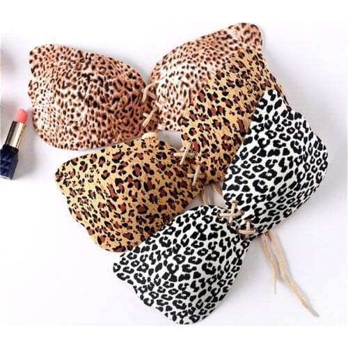 Women Sexy Bras Self Adhesive Strapless Bandage Blackness Leopard Bra Stick Gel Silicone Push Up womens underwear Invisible Bra