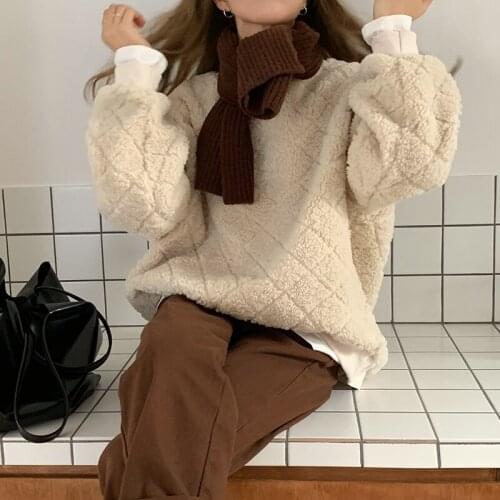 Womens Sweaters Japanese Kawaii Ulzzang Vintage Casual Loose Lazy Lamb Wool Sweater Female Korean Harajuku Clothing For Women