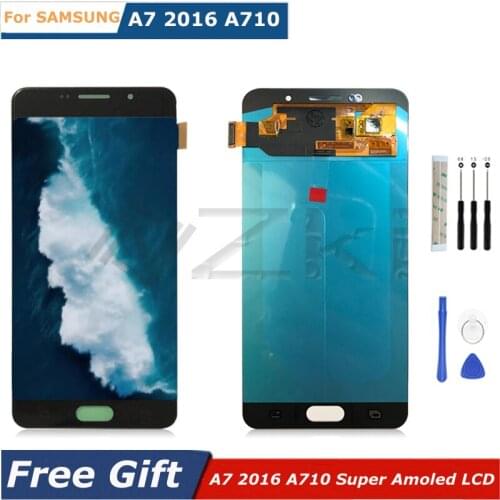 5.5" A7 2016 A710 AMOLED For SAMSUNG GALAXY A7 2016 A710 LCD Display Touch Screen Replacement With frame Digitizer Assembly